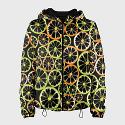 Куртка с капюшоном женская Цитрусовый микс, цвет: 3D-черный