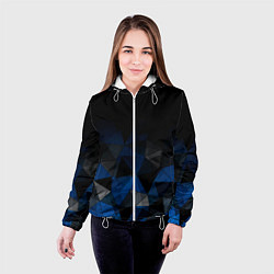 Куртка с капюшоном женская Черно-синий геометрический, цвет: 3D-белый — фото 2