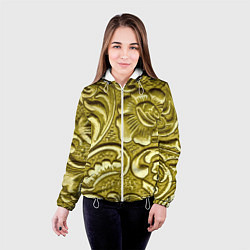 Куртка с капюшоном женская Золотой орнамент - чеканка, цвет: 3D-белый — фото 2
