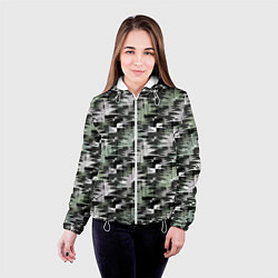 Куртка с капюшоном женская Абстрактный камуфляжный темный, цвет: 3D-белый — фото 2