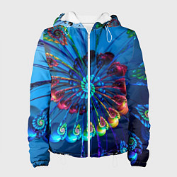 Куртка с капюшоном женская Фрактальная спираль, цвет: 3D-белый