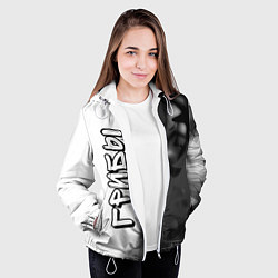 Куртка с капюшоном женская Рэпер Грибы в стиле граффити: по-вертикали, цвет: 3D-белый — фото 2