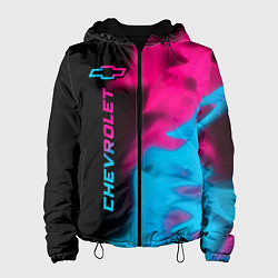 Куртка с капюшоном женская Chevrolet - neon gradient: по-вертикали, цвет: 3D-черный