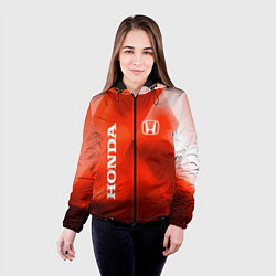 Куртка с капюшоном женская Honda - красная абстракция, цвет: 3D-черный — фото 2
