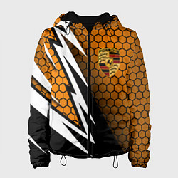 Куртка с капюшоном женская Порше - Кибер-броня, цвет: 3D-черный