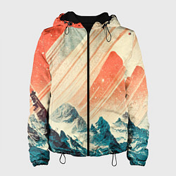 Куртка с капюшоном женская Иллюстрация ретро пейзаж, цвет: 3D-черный