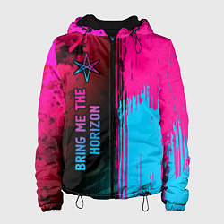 Куртка с капюшоном женская Bring Me the Horizon - neon gradient: по-вертикали, цвет: 3D-черный
