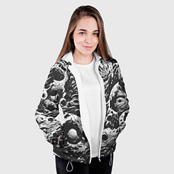 Куртка с капюшоном женская Тёмный космический паттерн, цвет: 3D-белый — фото 2