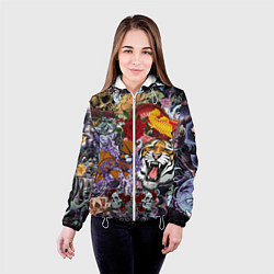 Куртка с капюшоном женская Рисунок в стиле tatoo, цвет: 3D-белый — фото 2