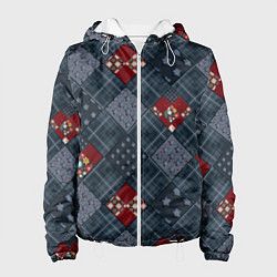Женская куртка Red and blue denim patchwork