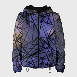 Куртка с капюшоном женская Blue with black stripes pattern, цвет: 3D-черный