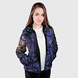 Куртка с капюшоном женская Blue with black stripes pattern, цвет: 3D-черный — фото 2