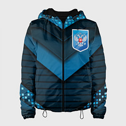 Куртка с капюшоном женская Russia abstract blue, цвет: 3D-черный