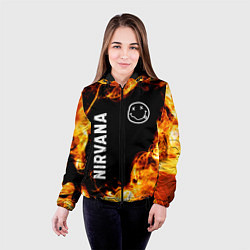 Куртка с капюшоном женская Nirvana и пылающий огонь, цвет: 3D-черный — фото 2