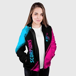 Куртка с капюшоном женская Scorpions - neon gradient: надпись, символ, цвет: 3D-черный — фото 2