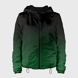 Куртка с капюшоном женская Черный и мшистый зеленый градиент омбре, цвет: 3D-черный