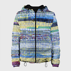 Куртка с капюшоном женская Сшитые воедино кусочки ткани - patchwork, цвет: 3D-черный