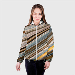 Куртка с капюшоном женская Colored wavy lines, цвет: 3D-белый — фото 2