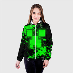 Куртка с капюшоном женская Minecraft neon green, цвет: 3D-белый — фото 2