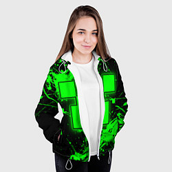 Куртка с капюшоном женская Minecraft neon green, цвет: 3D-белый — фото 2
