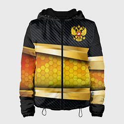 Куртка с капюшоном женская Black & gold - герб России, цвет: 3D-черный