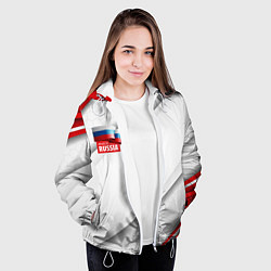 Куртка с капюшоном женская Red & white флаг России, цвет: 3D-белый — фото 2