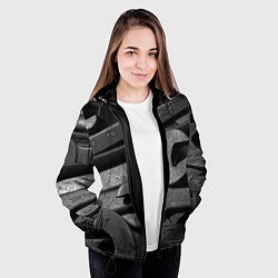 Куртка с капюшоном женская Композиция из гаечных ключей, цвет: 3D-черный — фото 2