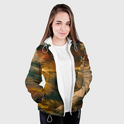 Куртка с капюшоном женская Туманные сюрреалистичные краски, цвет: 3D-белый — фото 2