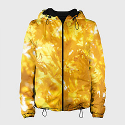 Куртка с капюшоном женская Золотые листья на ветках, цвет: 3D-черный