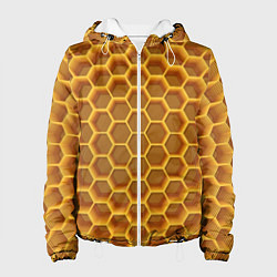 Куртка с капюшоном женская Volumetric honeycombs, цвет: 3D-белый