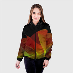 Куртка с капюшоном женская Абстрактная ассиметричная оранжевая волна, цвет: 3D-черный — фото 2