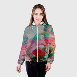 Куртка с капюшоном женская Абстрактные переливающиеся краски, цвет: 3D-белый — фото 2