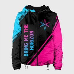 Куртка с капюшоном женская Bring Me the Horizon - neon gradient: надпись, сим, цвет: 3D-черный