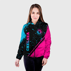 Куртка с капюшоном женская Chelsea - neon gradient: надпись, символ, цвет: 3D-черный — фото 2