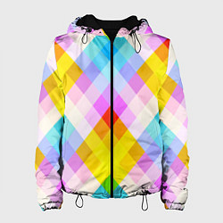 Куртка с капюшоном женская Узор из разноцветных ромбов, цвет: 3D-черный