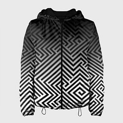 Куртка с капюшоном женская Геометрические узоры с градиентом, цвет: 3D-черный