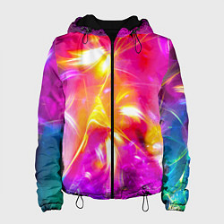 Куртка с капюшоном женская Цветные огни в ночи, цвет: 3D-черный