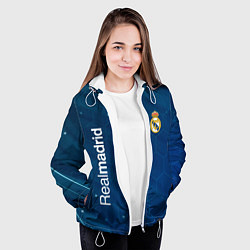 Куртка с капюшоном женская Real madrid голубая абстракция, цвет: 3D-белый — фото 2