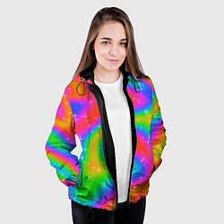 Куртка с капюшоном женская Световые блики на радужном фоне, цвет: 3D-черный — фото 2