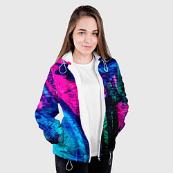 Куртка с капюшоном женская Неоновые краски - абстракция, цвет: 3D-белый — фото 2