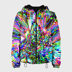 Куртка с капюшоном женская Acid pixels, цвет: 3D-черный