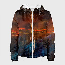 Куртка с капюшоном женская Тени, блёстки и краски во тьме, цвет: 3D-белый