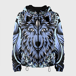 Куртка с капюшоном женская Изображение волка, цвет: 3D-черный