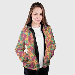 Куртка с капюшоном женская Цифровой камуфляж - сиренево-зеленый, цвет: 3D-черный — фото 2