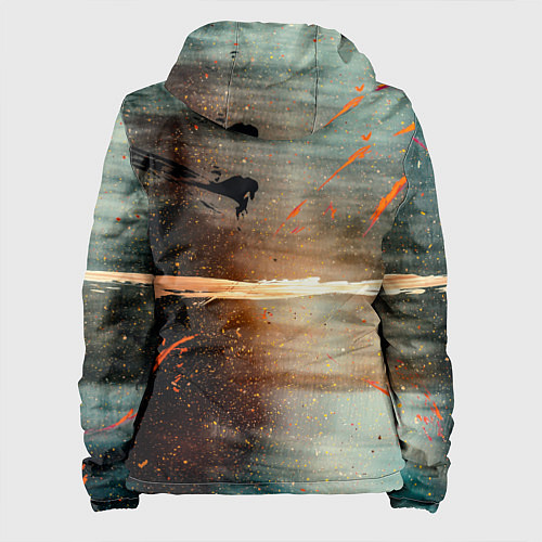 Женская куртка Светло-синий абстрактный фон и брызки красок / 3D-Черный – фото 2