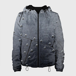 Куртка с капюшоном женская Стальные пластины, цвет: 3D-черный