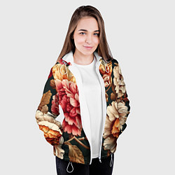 Куртка с капюшоном женская Цветы в стиле рококо, цвет: 3D-белый — фото 2