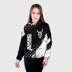 Куртка с капюшоном женская Asking Alexandria и рок символ на темном фоне, цвет: 3D-черный — фото 2