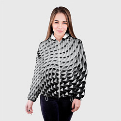 Куртка с капюшоном женская Металлическая абстрактная броня, цвет: 3D-белый — фото 2