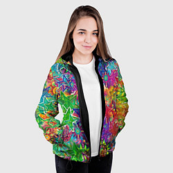 Куртка с капюшоном женская Узоры из разноцветных звёзд, цвет: 3D-черный — фото 2